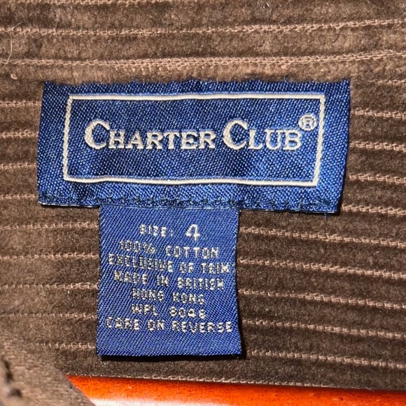 Charter Club Brown Corduroy Shacket W/ Suede Collar & 2 Front Pockets - Size S - Picture 6 of 7